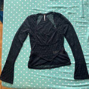 Free People Lace Bell Sleeve Top